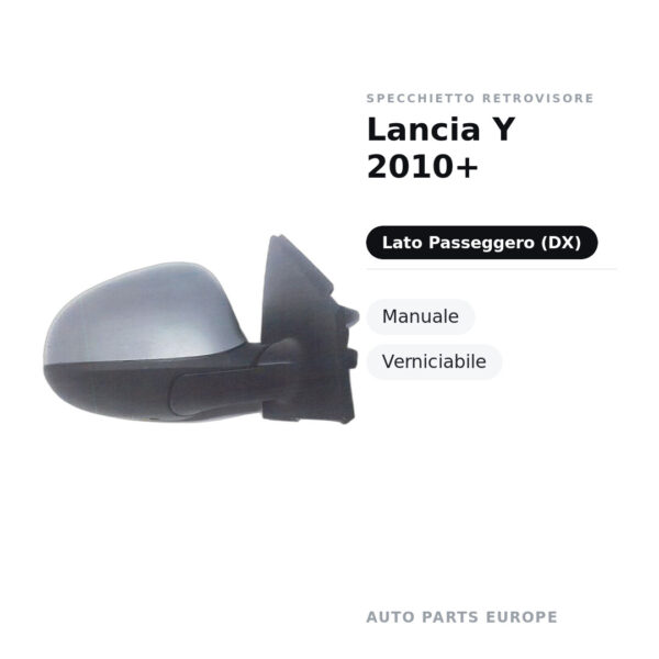 Specchietto Retrovisore Destro Lancia Y 2010+ – Manuale, Verniciabile – foto 2