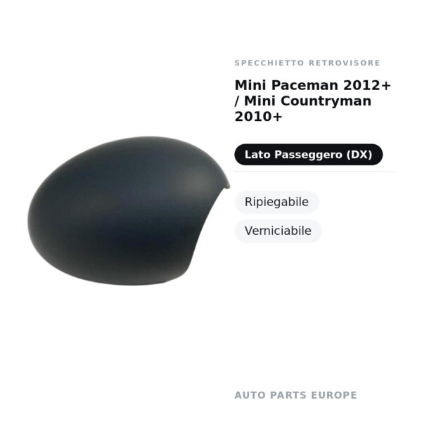 Calotta Specchietto Retrovisore Destro Mini Paceman 2012+ / Mini Countryman 2010+ – Verniciabile – foto 2