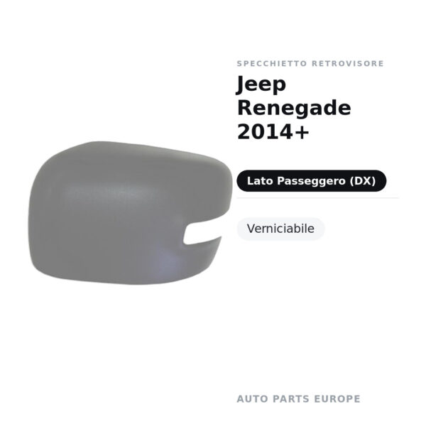 Calotta Specchietto Retrovisore Destro Jeep Renegade 2014+ – Verniciabile – foto 2