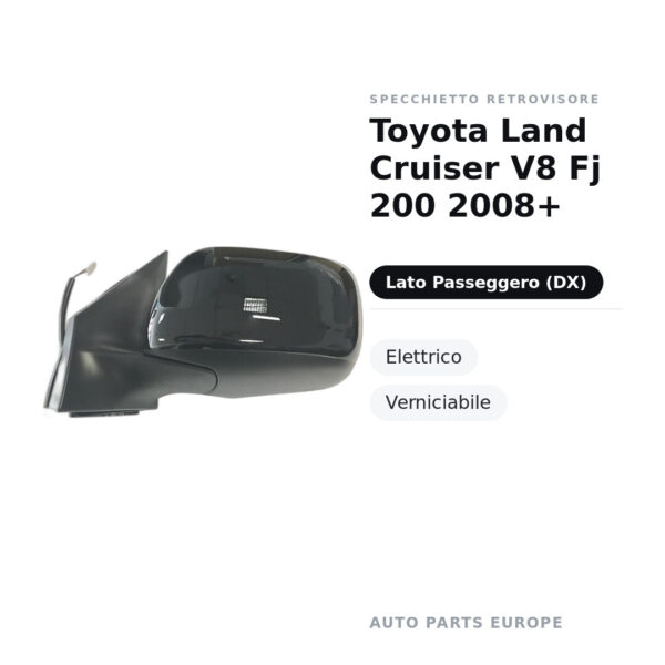 Specchietto Retrovisore Destro Toyota Land Cruiser V8 Fj 200 2008+ – Elettrico, Verniciabile – foto 3