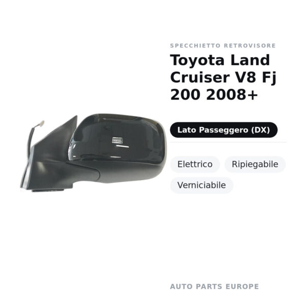 Außenspiegel Rechts Toyota Land Cruiser V8 Fj 200 2008+ – Elektrisch, Klappbar, Lackierbar – Bild 3