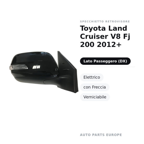 Specchietto Retrovisore Destro Toyota Land Cruiser V8 Fj 200 2012+ – Elettrico, con Freccia, Verniciabile – foto 2