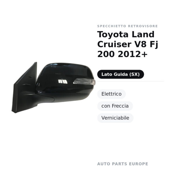 Specchietto Retrovisore Sinistro Toyota Land Cruiser V8 Fj 200 2012+ – Elettrico, con Freccia, Verniciabile – foto 3