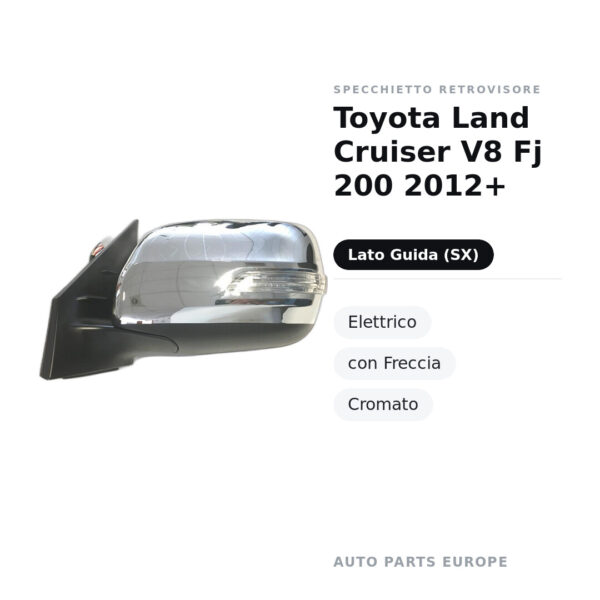 Specchietto Retrovisore Sinistro Toyota Land Cruiser V8 Fj 200 2012+ – Elettrico, con Freccia, Cromato – foto 2