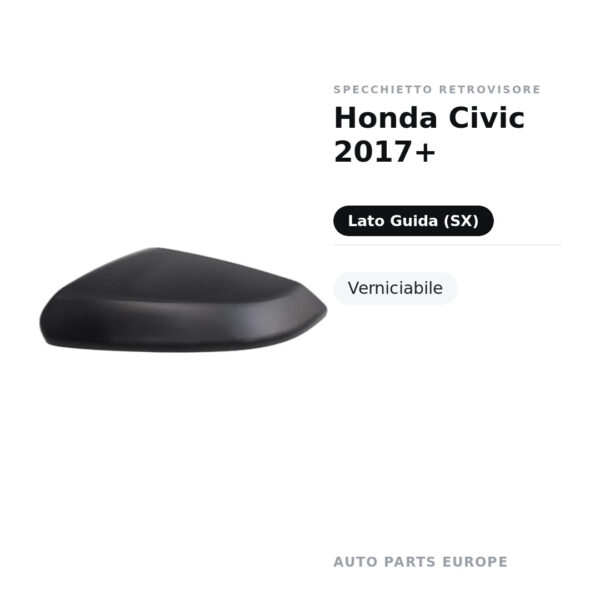Außenspiegel Links Honda Civic 2017+ – Lackierbar – Bild 2