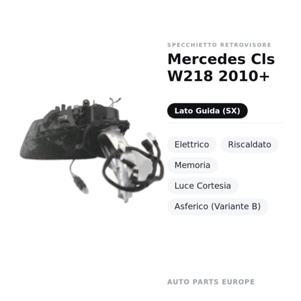 Außenspiegel Links Mercedes Cls W218 2010+ – Elektrisch, Beheizt, Memory, Umgebungslicht, Asphärisch (Variante B) – Bild 2