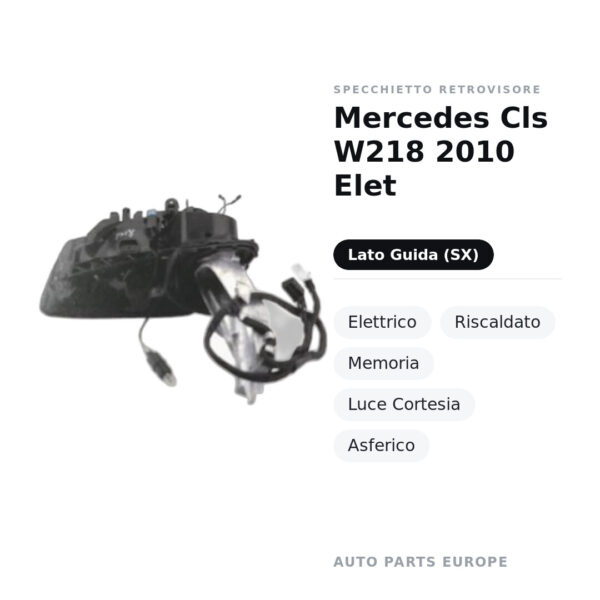 Specchietto Retrovisore Sinistro Mercedes Cls W218 2010 Elet – Elettrico, Riscaldato, Memoria, Luce Cortesia, Asferico