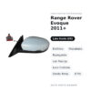 Außenspiegel Links Range Rover Evoque 2011+ – Elektrisch, Beheizt, Klappbar, mit Blinker, Umgebungslicht, Temperatursensor