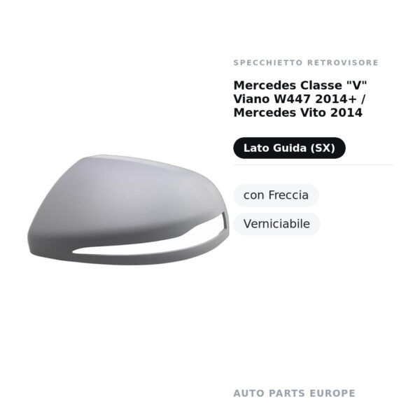 Calotta Specchietto Retrovisore Sinistro Mercedes Classe “V” Viano W447 2014+ / Mercedes Vito 2014 Versione – Verniciabile