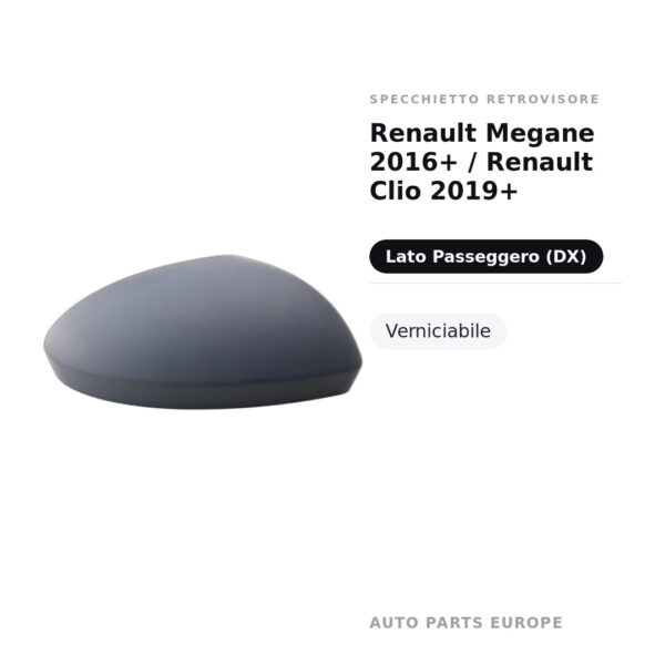 Außenspiegel Rechts Renault Megane 2016+ / Renault Clio 2019+ – Lackierbar – Bild 2