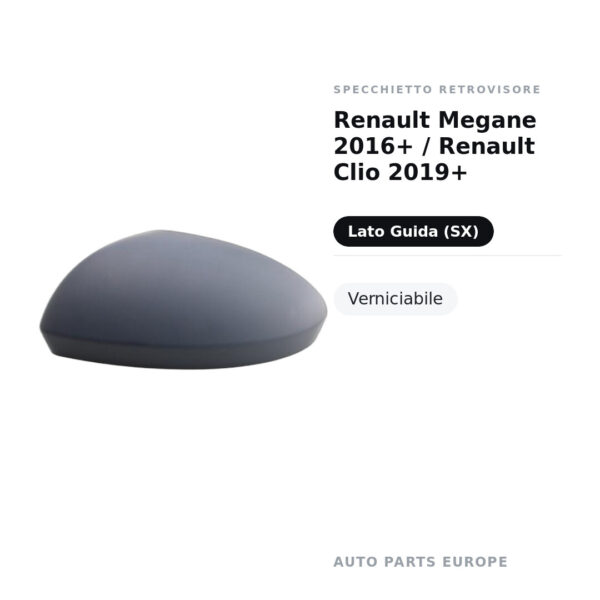 Außenspiegel Links Renault Megane 2016+ / Renault Clio 2019+ – Lackierbar – Bild 2