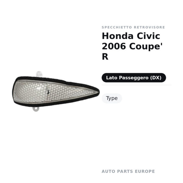 Specchietto Retrovisore Destro Honda Civic 2006 Coupe’ R-Type – foto 2
