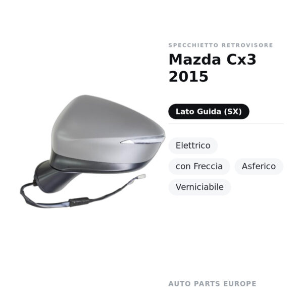Außenspiegel Links Mazda Cx3 2015 – Elektrisch, mit Blinker, Asphärisch, Lackierbar – Bild 2