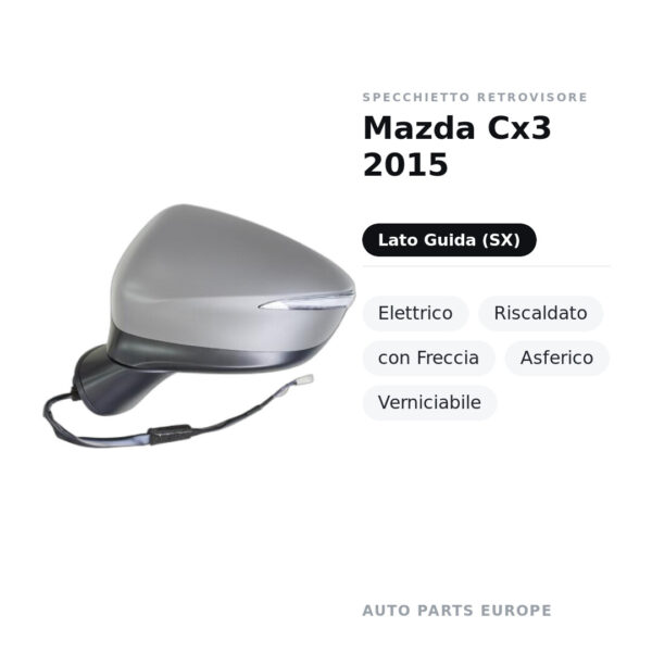 Außenspiegel Links Mazda Cx3 2015 – Elektrisch, Beheizt, mit Blinker, Asphärisch, Lackierbar – Bild 2