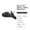 Specchietto Retrovisore Destro Volvo V70 2013+ / Volvo S80 2013+ – Elettrico, Riscaldato, Ripiegabile, con Freccia, Luce