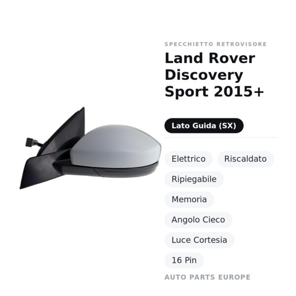 Außenspiegel Links Land Rover Discovery Sport 2015+ – Elektrisch, Beheizt, Klappbar, Speicher, Toter Winkel, Courtesy Light