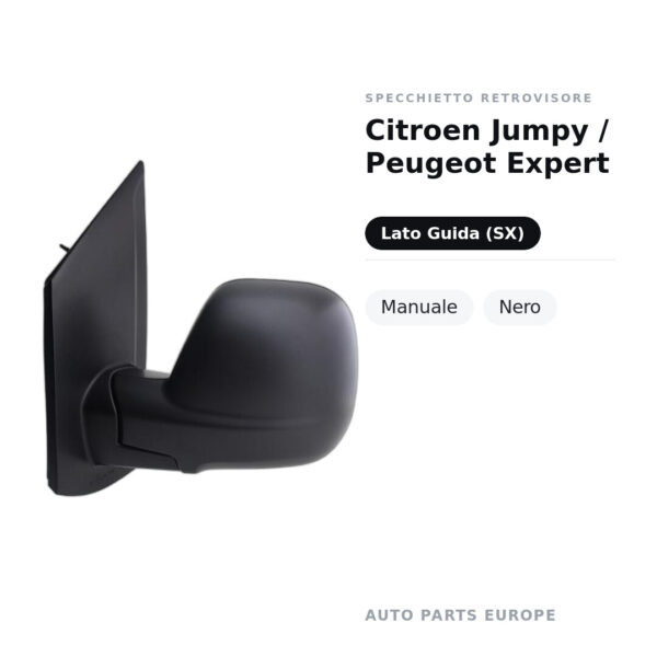 Specchietto Retrovisore Sinistro Citroen Jumpy / Peugeot Expert – Manuale, Nero – foto 2