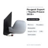 Außenspiegel Links Peugeot Expert / Toyota Proace 2016+ – Elektrisch, Beheizt, Klappbar, Toter Winkel, 9-polig, Lackierbar