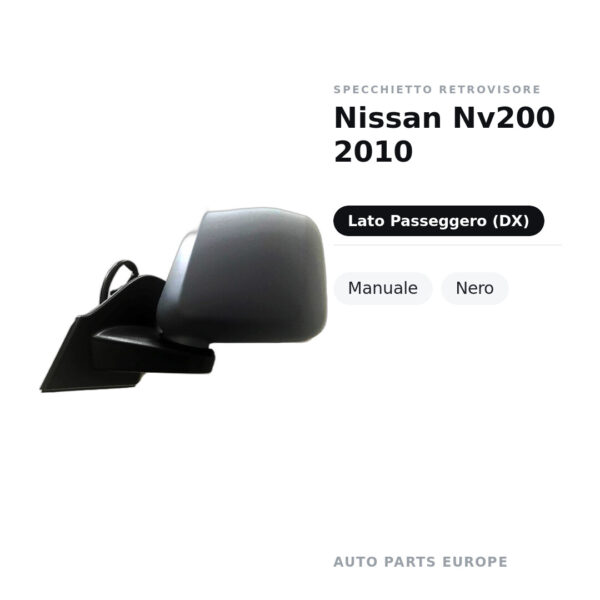 Specchietto Retrovisore Destro Nissan Nv200 2010 – Manuale, Nero – foto 2
