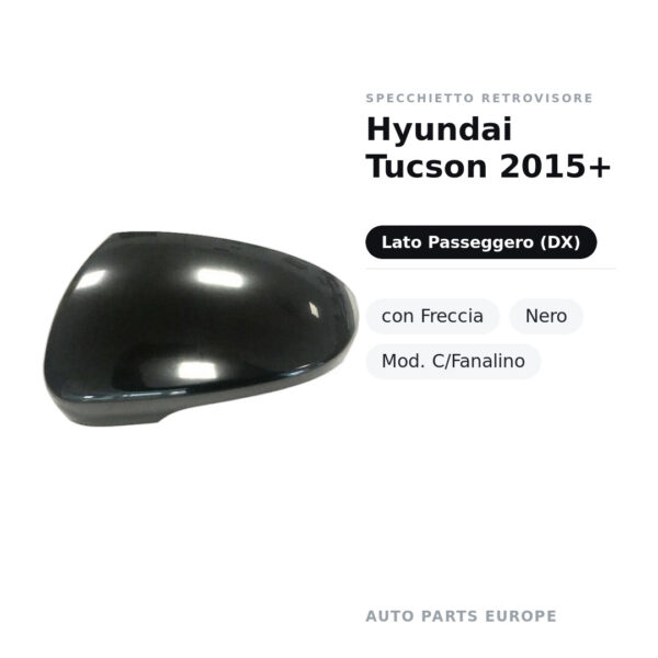 Calotta Specchietto Retrovisore Destro Hyundai Tucson 2015+ – Nera liscia – foto 2
