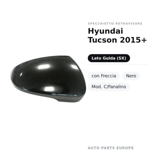 Calotta Specchietto Retrovisore Sinistro Hyundai Tucson 2015+ – Nera liscia – foto 2