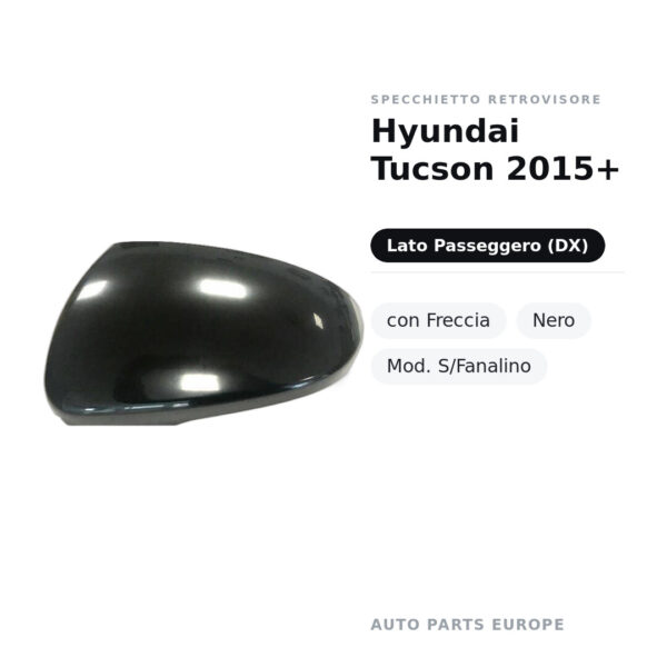 Calotta Specchietto Retrovisore Destro Hyundai Tucson 2015+ – Nera liscia – foto 2