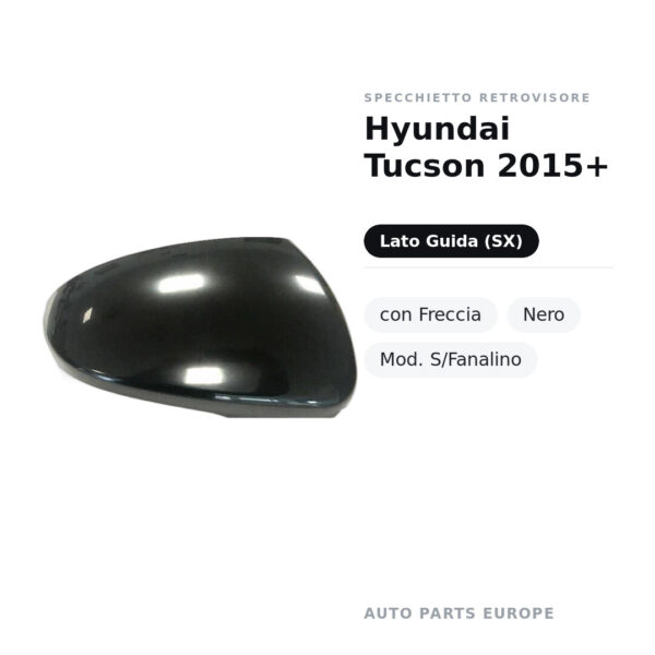Calotta Specchietto Retrovisore Sinistro Hyundai Tucson 2015+ – Nera liscia – foto 2