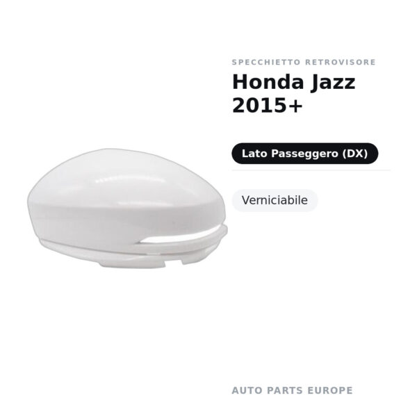 Calotta Specchietto Retrovisore Destro Honda Jazz 2015+ – Verniciabile – foto 2