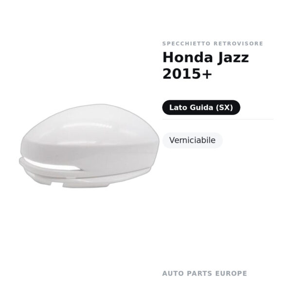 Calotta Specchietto Retrovisore Sinistro Honda Jazz 2015+ – Verniciabile – foto 2