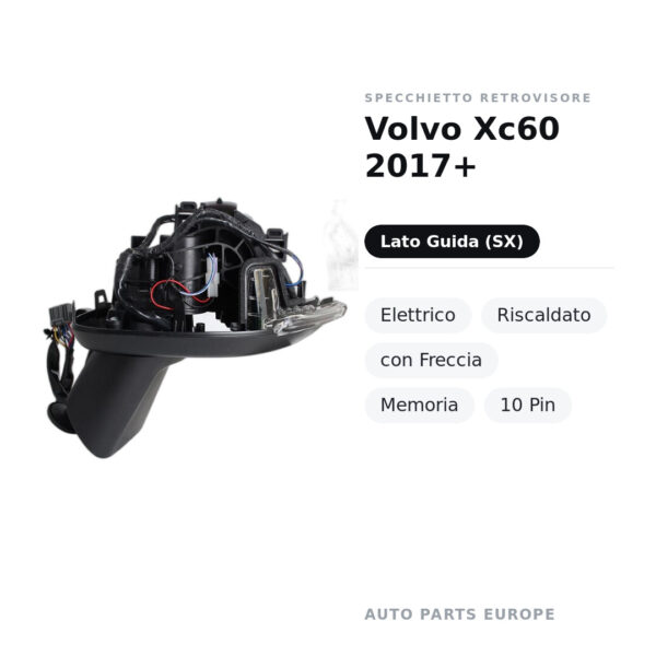 Außenspiegel Links Volvo Xc60 2017+ – Elektrisch, Beheizt, mit Blinker, Memory, 10-polig – Bild 2