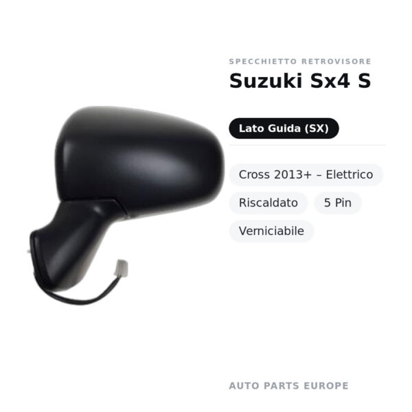 Außenspiegel Links Suzuki Sx4 S-Cross 2013+ – Elektrisch, Beheizt, 5-polig, Lackierbar – Bild 2