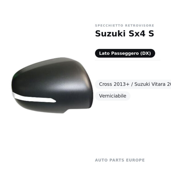 Calotta Specchietto Retrovisore Destro Suzuki Sx4 S-Cross 2013+ / Suzuki Vitara 2015+ – Verniciabile – foto 2