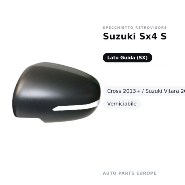 Calotta Specchietto Retrovisore Sinistro Suzuki Sx4 S-Cross 2013+ / Suzuki Vitara 2015+ – Verniciabile – foto 2
