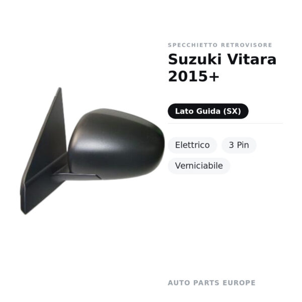 Außenspiegel Links Suzuki Vitara 2015+ – Elektrisch, 3-polig, Lackierbar – Bild 2