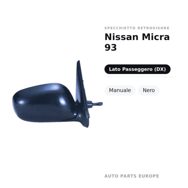 Specchietto Retrovisore Destro Nissan Micra 93 – Manuale, Nero – foto 2