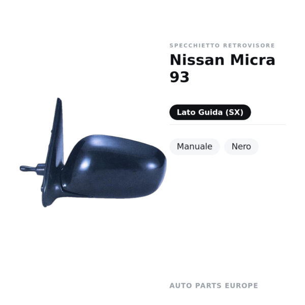 Specchietto Retrovisore Sinistro Nissan Micra 93 – Manuale, Nero – foto 2