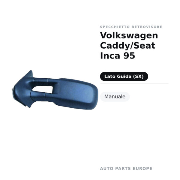 Specchietto Retrovisore Sinistro Volkswagen Caddy/Seat Inca 95 – Manuale – foto 2