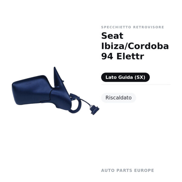 Specchietto Retrovisore Sinistro Seat Ibiza/Cordoba 94 Elettr – Riscaldato – foto 2