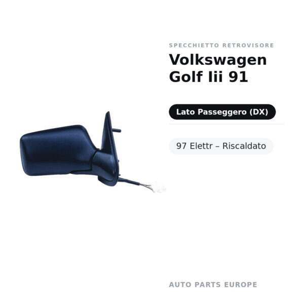 Specchietto Retrovisore Destro Volkswagen Golf Iii 91-97 Elettr – Riscaldato – foto 2