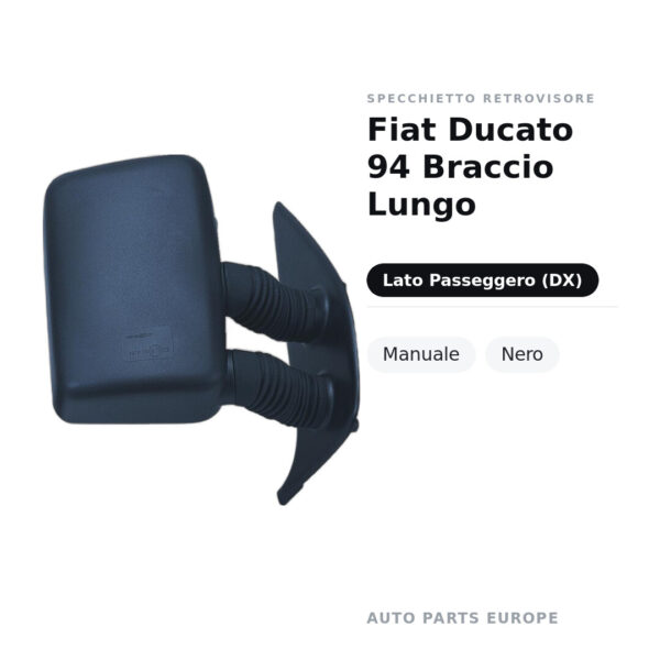 Außenspiegel Rechts Fiat Ducato 94 Langer Arm – Manuell, Schwarz – Bild 2