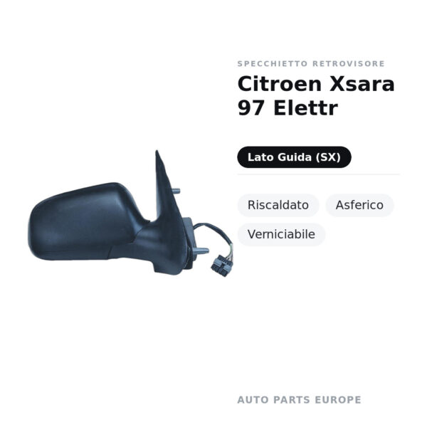 Specchietto Retrovisore Sinistro Citroen Xsara 97 Elettr – Riscaldato, Asferico, Verniciabile – foto 2