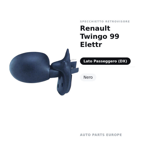 Außenspiegel Rechts Renault Twingo 99 Elektr – Schwarz – Bild 2
