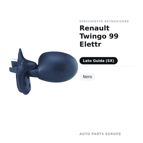 Specchietto Retrovisore Sinistro Renault Twingo 99 Elettr – Nero – foto 2