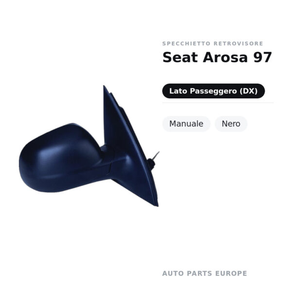 Specchietto Retrovisore Destro Seat Arosa 97 – Manuale, Nero – foto 2