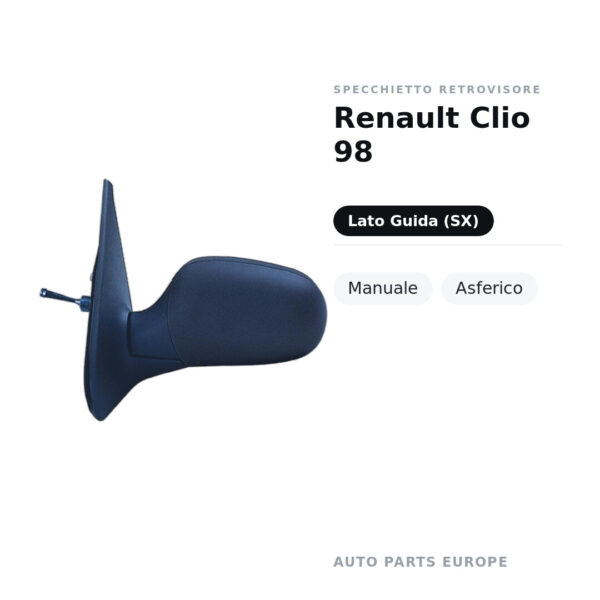 Specchietto Retrovisore Sinistro Renault Clio 98 – Manuale, Asferico – foto 2