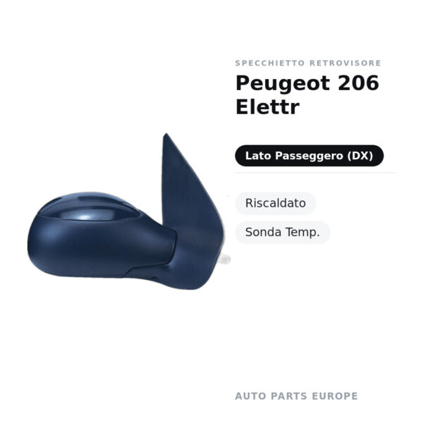 Außenspiegel Rechts Peugeot 206 Elektr – Beheizt, Temperatursensor – Bild 2