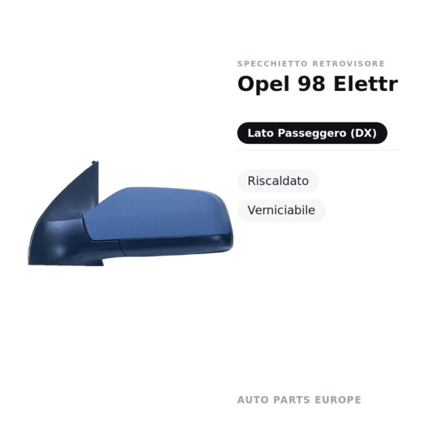 Specchietto Retrovisore Destro Opel 98 Elettr – Riscaldato, Verniciabile – foto 2