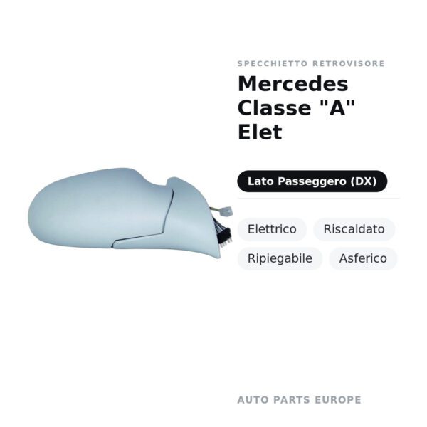 Specchietto Retrovisore Destro Mercedes Classe “A” Elet – Elettrico, Riscaldato, Ripiegabile, Asferico – foto 2