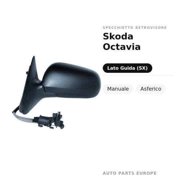 Specchietto Retrovisore Sinistro Skoda Octavia – Manuale, Asferico – foto 2