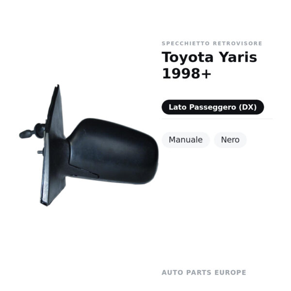 Außenspiegel Rechts Toyota Yaris 1998+ – Manuell, Schwarz – Bild 2